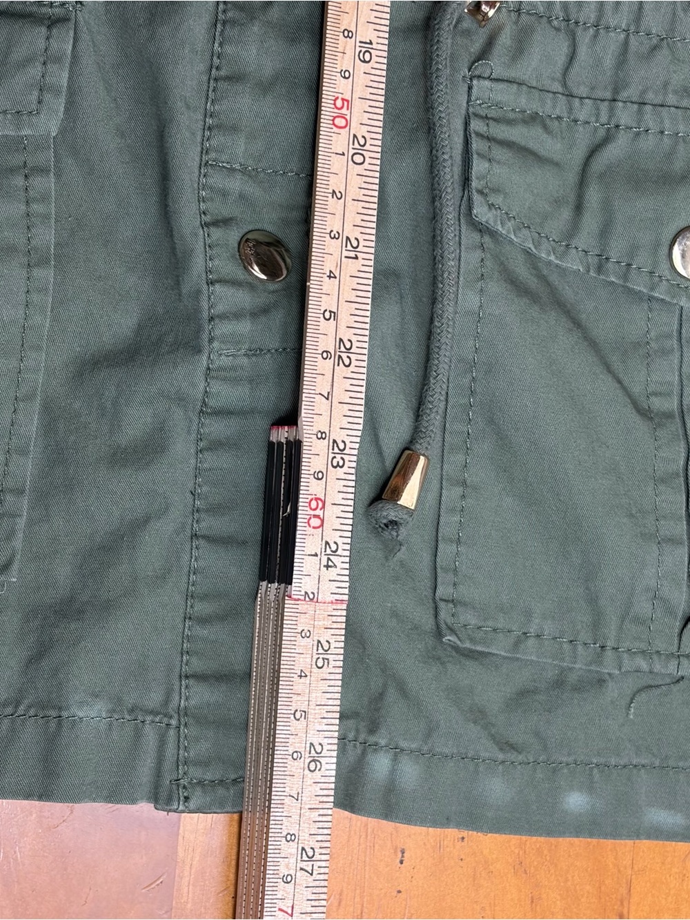 Olive Green Women's Utility Cargo Jacket M Drawstring Waist Military - Picture 7 of 8